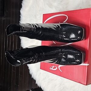 Black patent leather boots